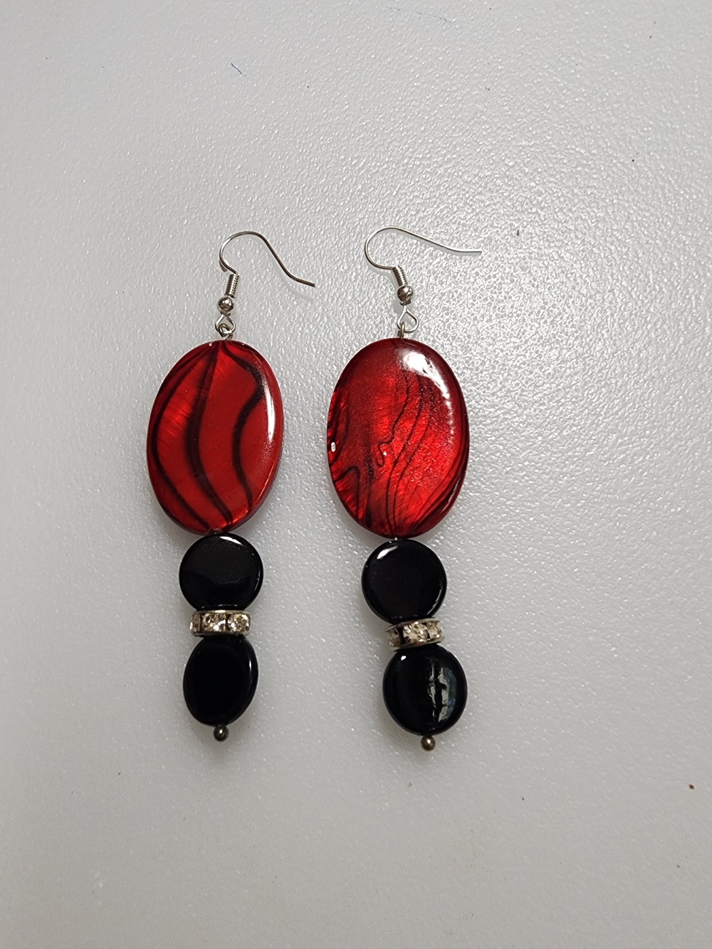 Red and Black Dangle Earrings - Women's Jewelry